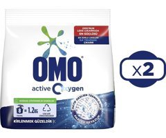 Omo Active Oxygen Beyazlar İçin 2x8 Yıkama Toz Deterjan 2x1.2 kg