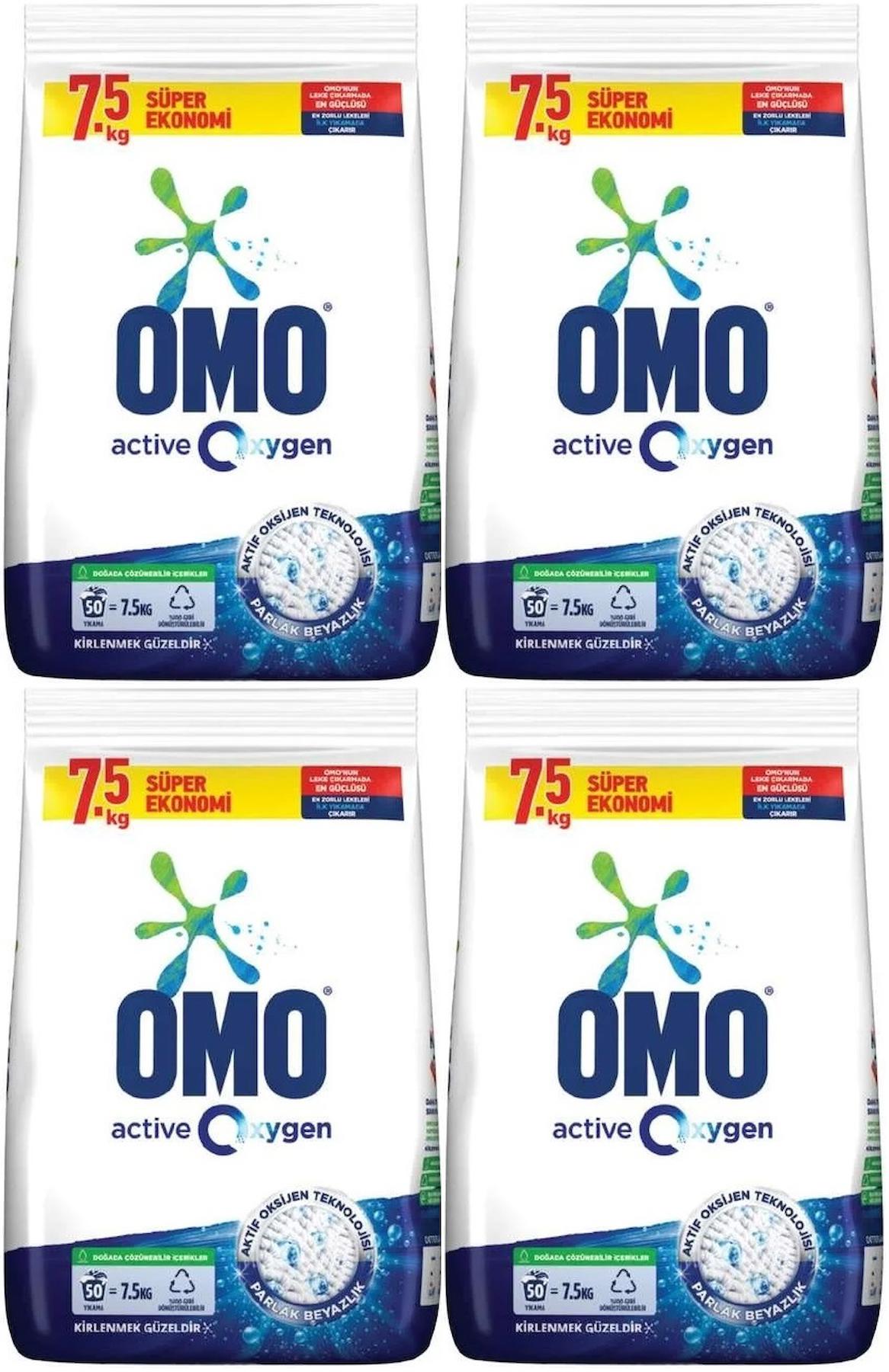Omo Active Oxygen Beyazlar İçin 200 Yıkama Toz Deterjan 4x7.5 kg