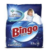 Bingo Parfümsüz Beyazlar İçin 10 Yıkama Toz Deterjan 1.5 kg