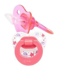 Wee Baby No:3 18 Ay+ Delikli Ortodontik Damaklı Silikon 2'li Emzik Beyaz-Pembe