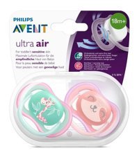 Philips Avent Ultra Air Nighttime 3 Ay+ Fosforlu Kiraz Uçlu Silikon 2'li Emzik Pembe