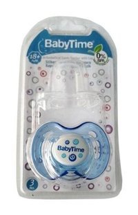 Baby Time No:3 18 Ay+ Ortodontik Kiraz Uçlu Damaklı Silikon Emzik Mavi