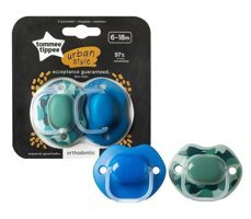 Tommee Tippee Urban 6-18 Ay+ Delikli Ortodontik Silikon 2'li Emzik Mavi