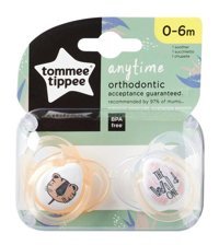 Tommee Tippee Anytime 0-6 Ay Delikli Ortodontik Silikon 2'li Emzik Krem