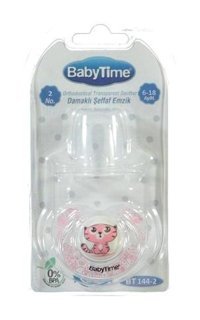 Baby Time Bt144-2 6-18 Ay+ Ortodontik Kiraz Uçlu Damaklı Silikon Emzik Pembe
