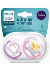 Philips Avent Ultra Air Animals 0 Ay+ Kiraz Uçlu Silikon 2'li Emzik Açık Mavi