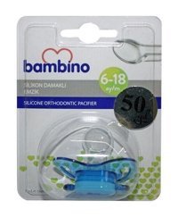 Bambino 6-18 Ay+ Ortodontik Damaklı Silikon Emzik Mavi