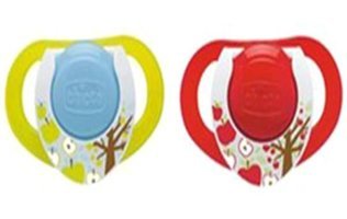 Chicco Physioring 0-6 Ay Ortodontik Damaklı Silikon 2'li Emzik Kırmızı-Sarı