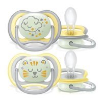 Philips Avent Ultra Air Nighttime 3 Ay+ Fosforlu Delikli Kiraz Uçlu Silikon Emzik Mavi