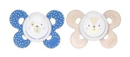 Chicco Physio 6-18 Ay+ Ortodontik Kiraz Uçlu Silikon 2'li Emzik Mavi-Krem