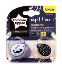Tommee Tippee Ortodontik 0-6 Ay Fosforlu Delikli Ortodontik Kauçuk 2'li Emzik Lila