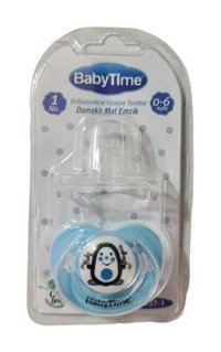 Baby Time N.1 M 0 Ay+ Ortodontik Kiraz Uçlu Damaklı Silikon Emzik Beyaz