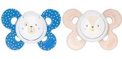 Chicco Physioforma Comfort 18 Ay+ Ortodontik Damaklı Silikon 2'li Emzik Bej-Mavi