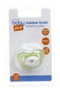 Baby Plus BYP-302 6-18 Ay+ Kiraz Uçlu Damaklı Silikon Emzik Yeşil