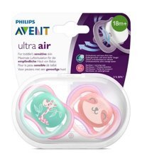Philips Avent Ultra Air 6-18 Ay+ Fosforlu Delikli Kiraz Uçlu Silikon 2'li Emzik Gri