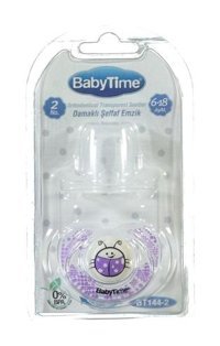 Baby Time Bt144 6-18 Ay+ Ortodontik Kiraz Uçlu Damaklı Silikon Emzik Mor