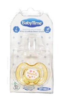 Baby Time 18 Ay+ Ortodontik Kiraz Uçlu Damaklı Silikon Emzik Sarı