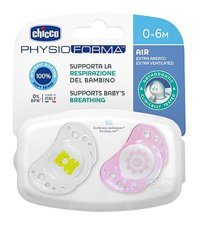 Chicco Air 0-6 Ay Ortodontik Damaklı Silikon 2'li Emzik Beyaz-Pembe