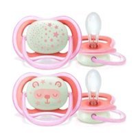 Philips Avent Ultra Air Nighttime 6 Ay+ Fosforlu Delikli Ortodontik Kiraz Uçlu Silikon 2'li Emzik Mint