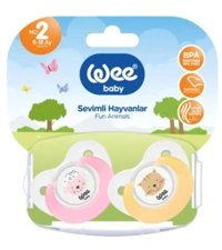 Wee Baby No:2 6 Ay+ Delikli Ortodontik Damaklı Silikon 2'li Emzik Pembe