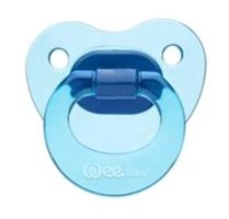 Wee Baby Akide 0-6 Ay Delikli Ortodontik Damaklı Kauçuk Emzik Açık Mavi-Koyu Mavi