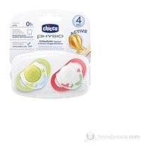 Chicco Physioring 0-2 Ay Ortodontik Damaklı Silikon 2'li Emzik Mavi-Yeşil