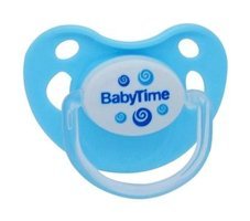 Baby Time BT128-1 0-6 Ay Ortodontik Kiraz Uçlu Damaklı Silikon Emzik Mavi