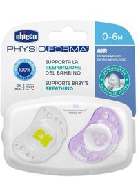 Chicco Physioforma Air 0-6 Ay Ortodontik Damaklı Silikon 2'li Emzik Beyaz-Pembe