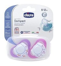 Chicco Physio Compact 6-12 Ay Ortodontik Damaklı Silikon 2'li Emzik Turuncu