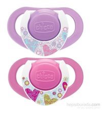 Chicco Physio 0-6 Ay Ortodontik Damaklı Kauçuk 2'li Emzik Bej-Pembe