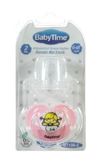 Baby Time No:2 6-18 Ay+ Ortodontik Kiraz Uçlu Damaklı Silikon Emzik Pembe