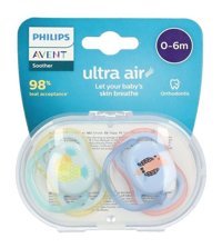 Philips Avent Ultra Air 0 Ay+ Kiraz Uçlu Silikon 2'li Emzik Mavi