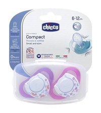 Chicco Physio Compact 6-18 Ay+ Ortodontik Damaklı Silikon 2'li Emzik Petrol Mavisi