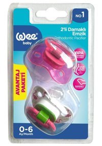 Wee Baby No:1 0-6 Ay Delikli Ortodontik Damaklı Silikon 2'li Emzik Yeşil