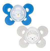 Chicco Physioforma Comfort 0-6 Ay Ortodontik Damaklı Silikon 2'li Emzik Beyaz-Mavi