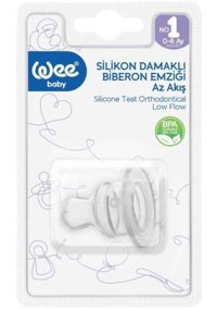 Wee Baby No:1 0-6 Ay Delikli Ortodontik Damaklı Silikon Emzik Bej-Gri