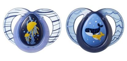 Tommee Tippee 6-18 Ay+ Fosforlu Delikli Ortodontik 2'li Emzik Lacivert