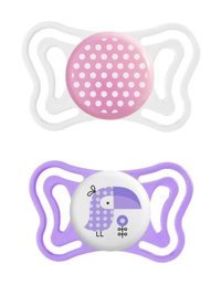 Chicco Physio Light 6-18 Ay+ Ortodontik Damaklı Silikon 2'li Emzik Beyaz-Lila