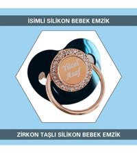Sahi Aksesuar 0-6 Ay Delikli Taşlı Damaklı Silikon Emzik Kahverengi