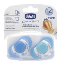 Chicco Physio 18 Ay+ Ortodontik Damaklı Kauçuk 2'li Emzik Mavi