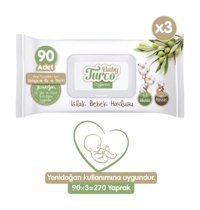 Baby Turco Doğadan Yenidoğan 90 Yaprak 3'lü Paket Islak Bebek Havlusu