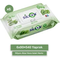 Silyon Aloe Vera 90 Yaprak 6'lı Paket Islak Mendil