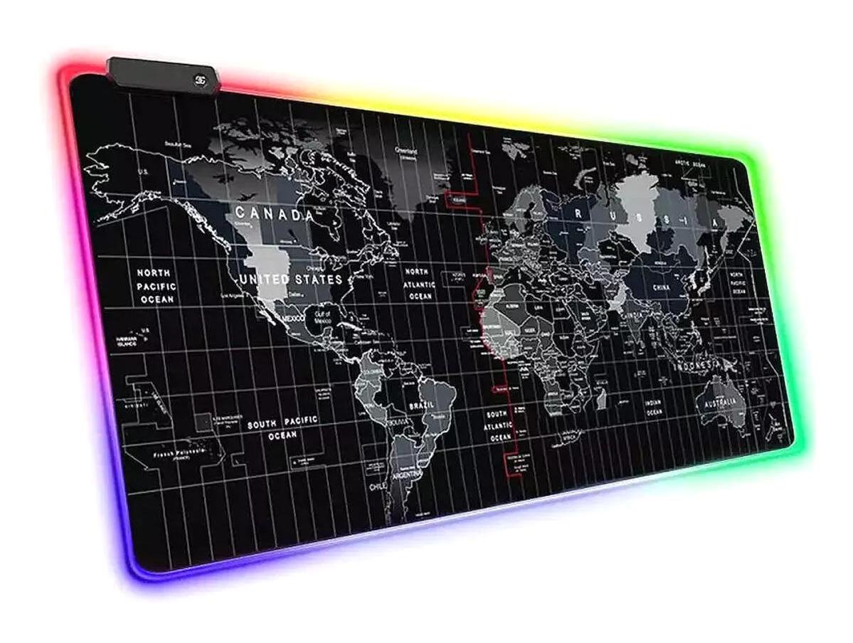 Forzacase FC454 Dünya Haritası 80 x 30 cm RGB Gaming Mouse Pad