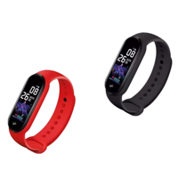 Polosmart PSSW09 Smartstep Adımsayar Android - iOS Dokunmatik Akıllı Bileklik Kırmızı - Siyah 2 Adet