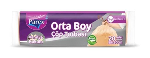 Parex Vanilya Kokulu Büzgülü Orta Boy 55x60 cm Çöp Poşeti 12x20 Adet Turuncu