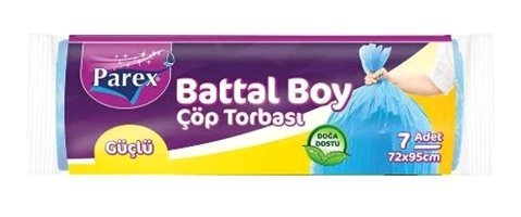 Parex Battal Boy 72x95 cm Çöp Poşeti 2x7 Adet Mavi