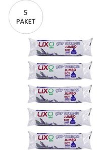 Lixo J-650 Büzgülü Jumbo Boy 80x110 cm Çöp Poşeti 50 Adet Siyah