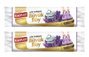 Koroplast Lavanta Kokulu Büzgülü Büyük Boy 65x70 cm Çöp Poşeti 6x10 Adet Mor