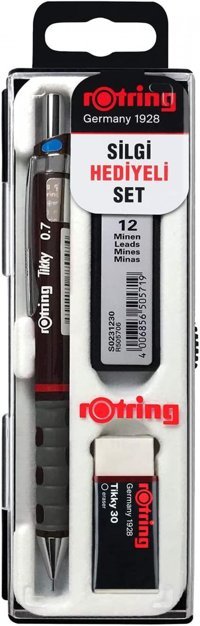 Rotring Silgili Plastik Metalik Kırmızı 0.7 mm Uçlu Versatil Kalem