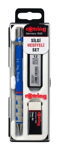 Rotring Silgili Plastik Neon Mavi 0.5 mm Uçlu Versatil Kalem Seti